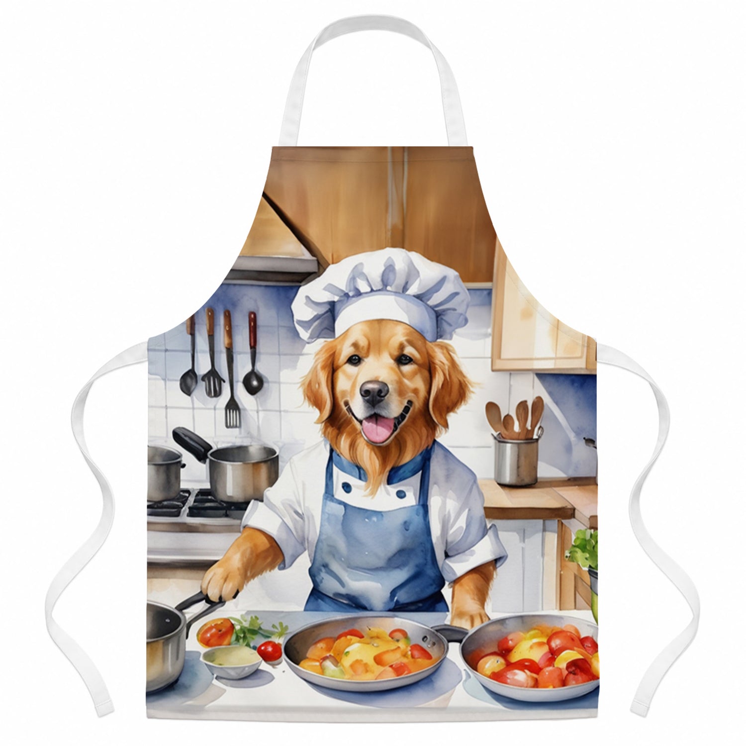 Golden Retriever The Chef Apron Cooking Kitchen Server Baking Crafts Gardening for Adult Women Men, Unisex, Large, Multicolor