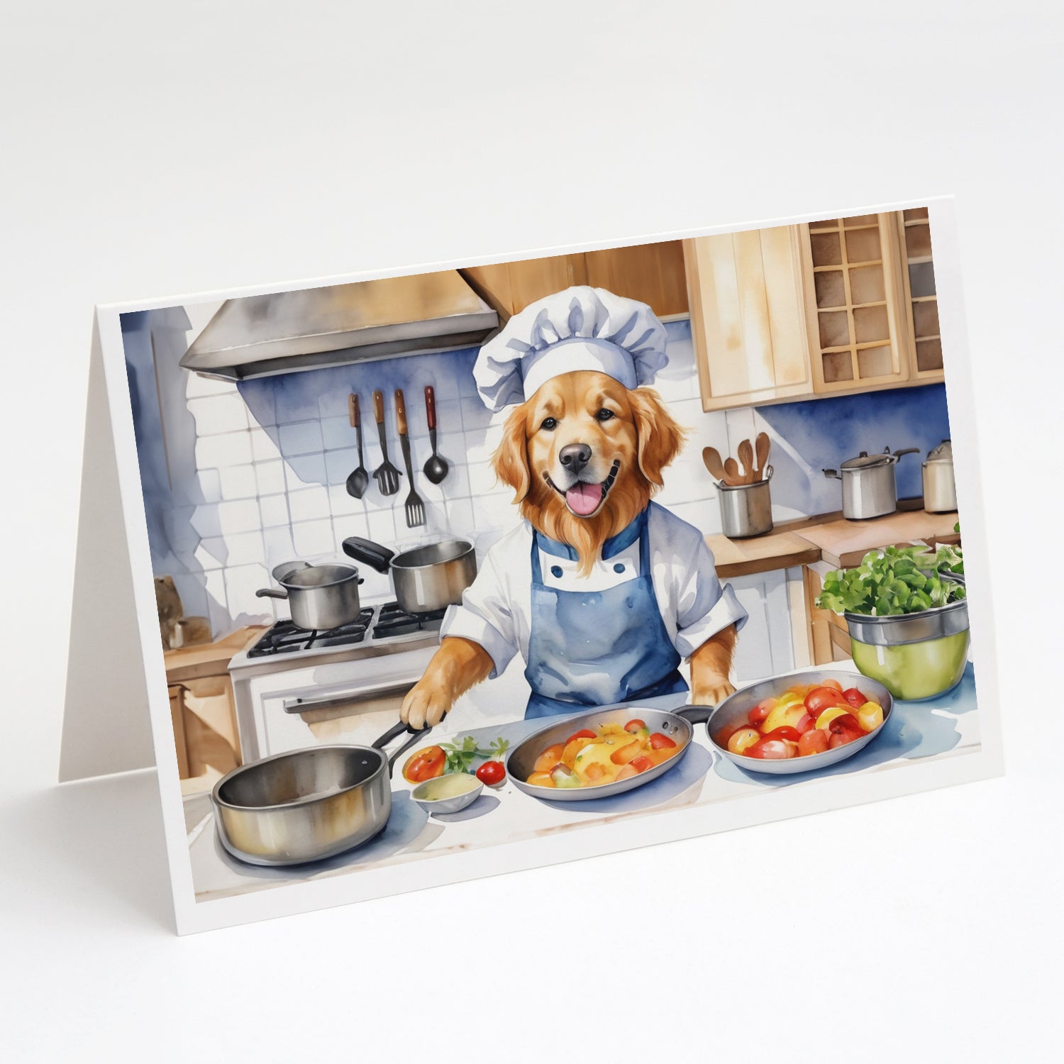 Golden Retriever The Chef Greeting Cards Pack of 8 Blank Cards with Envelopes Whimsical A7 Size 5x7