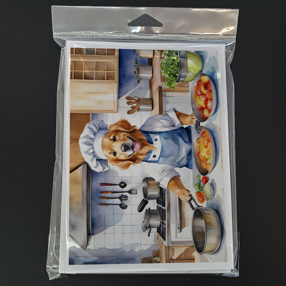 Golden Retriever The Chef Greeting Cards Pack of 8 Blank Cards with Envelopes Whimsical A7 Size 5x7