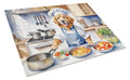 Golden Retriever The Chef Cutting Board Tempered Glass Kitchen Cutting Surface, Heat Resistant Chopping, Non-Slip Feet, Food Prep & Serving