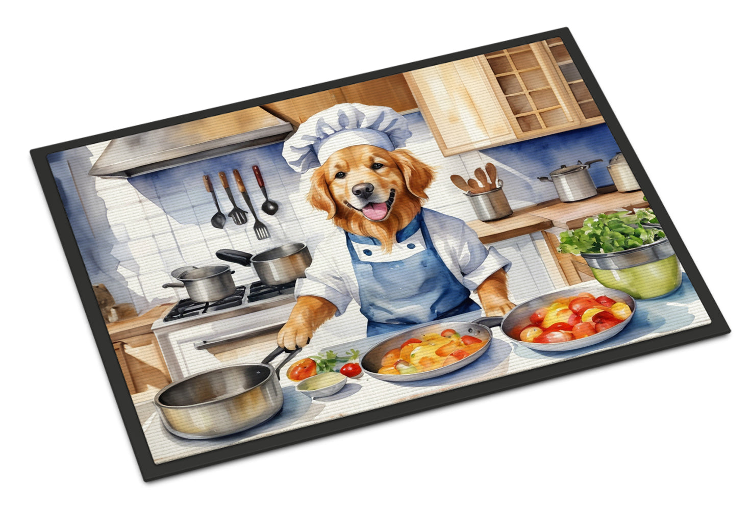 Golden Retriever The Chef Doormat Indoor Outdoor 18H X 27W Front Door Mat Rugs for Entryway, Non Slip Washable