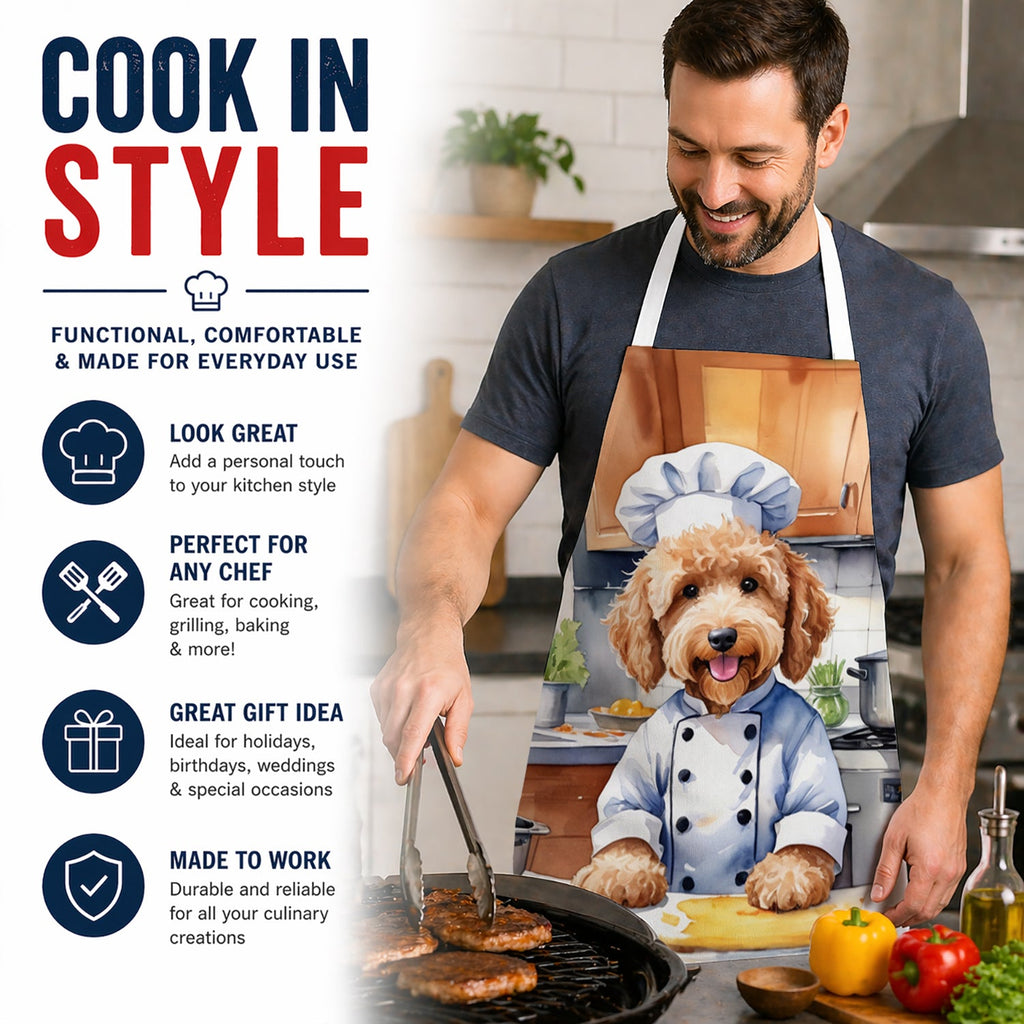 Goldendoodle The Chef Apron Cooking Kitchen Server Baking Crafts Gardening for Adult Women Men, Unisex, Large, Multicolor