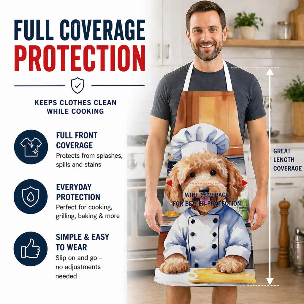 Goldendoodle The Chef Apron Cooking Kitchen Server Baking Crafts Gardening for Adult Women Men, Unisex, Large, Multicolor