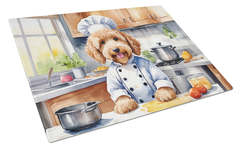 Goldendoodle The Chef Cutting Board Tempered Glass Kitchen Cutting Surface, Heat Resistant Chopping, Non-Slip Feet, Food Prep & Serving