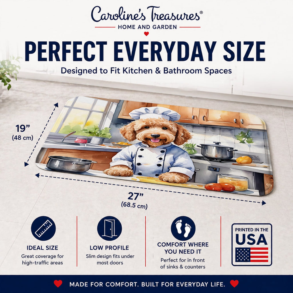 Goldendoodle The Chef Memory Foam Kitchen Mat Machine Washable Anti-Fatigue Cushion Comfort Bath or Kitchen Rug