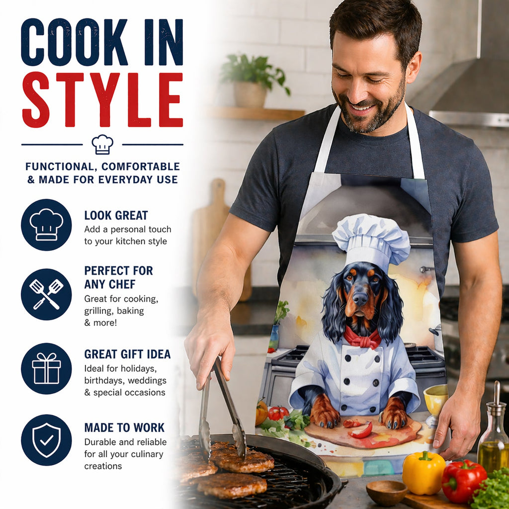 Gordon Setter The Chef Apron Cooking Kitchen Server Baking Crafts Gardening for Adult Women Men, Unisex, Large, Multicolor