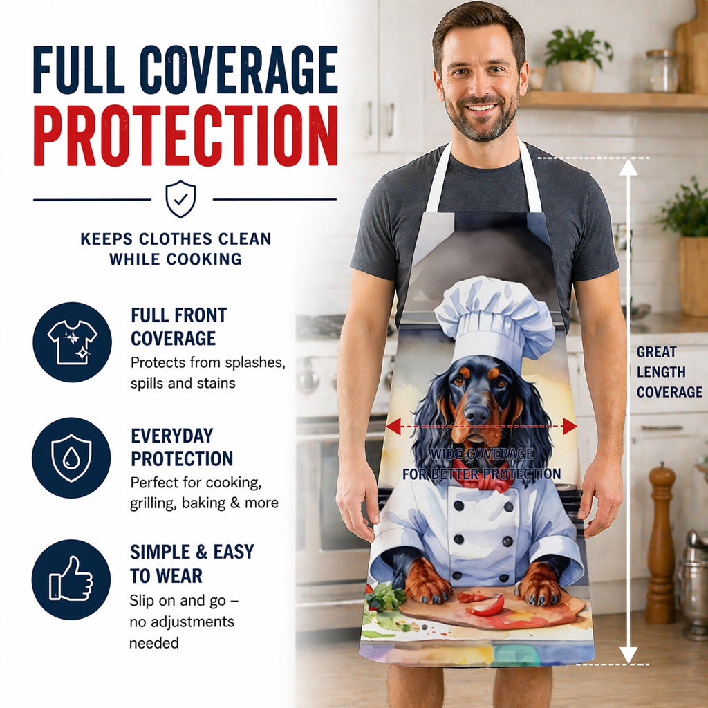 Gordon Setter The Chef Apron Cooking Kitchen Server Baking Crafts Gardening for Adult Women Men, Unisex, Large, Multicolor