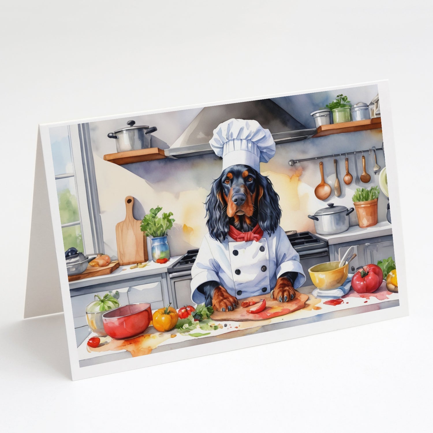 Gordon Setter The Chef Greeting Cards Pack of 8 Blank Cards with Envelopes Whimsical A7 Size 5x7