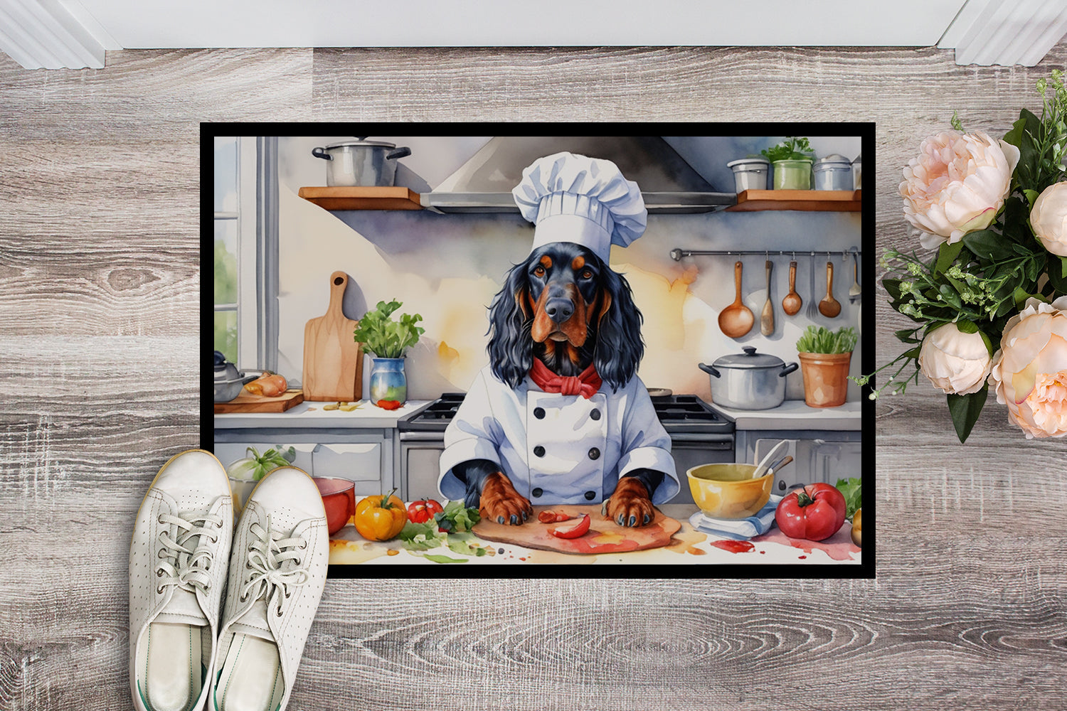 Gordon Setter The Chef Doormat Indoor Outdoor 24H X 36W Front Door Mat Rugs for Entryway, Non Slip Washable Low Pile,