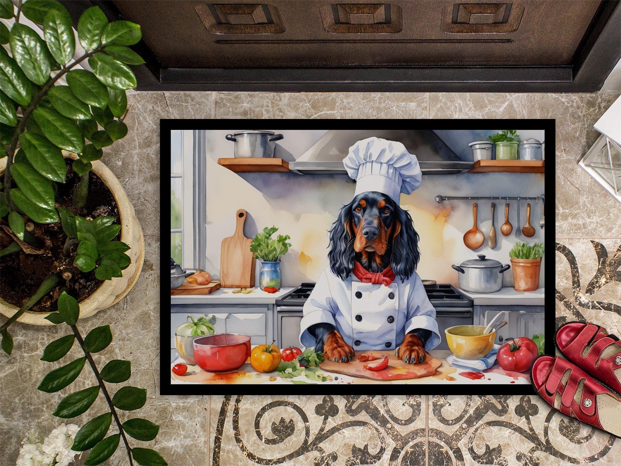 Gordon Setter The Chef Doormat Indoor Outdoor 24H X 36W Front Door Mat Rugs for Entryway, Non Slip Washable Low Pile,