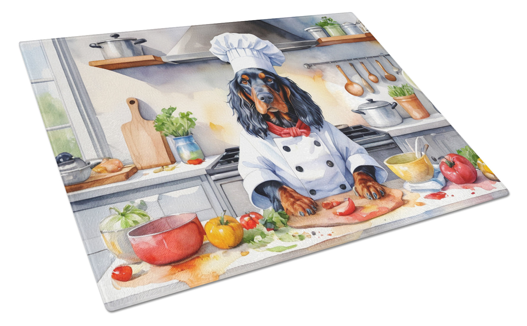 Gordon Setter The Chef Cutting Board Tempered Glass Kitchen Cutting Surface, Heat Resistant Chopping, Non-Slip Feet, Food Prep & Serving
