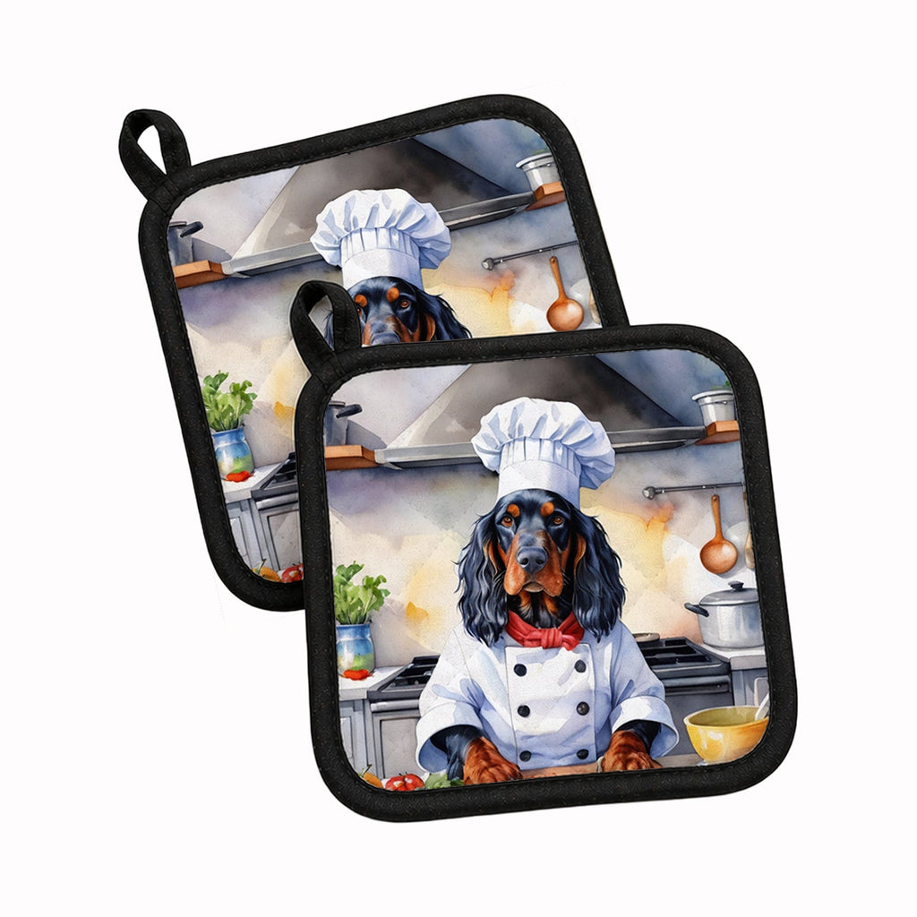 Gordon Setter The Chef Pot Holder Set of 2 Heat Resistant Quilted Hot Pads 7.5 x 7.5 Inch, Insulated Kitchen Trivets for Cooking & Baking
