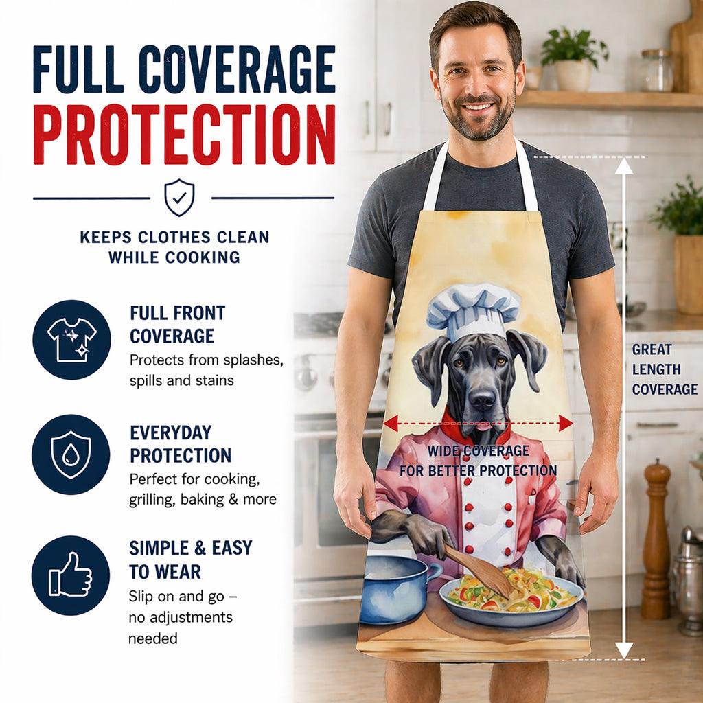 Great Dane The Chef Apron Cooking Kitchen Server Baking Crafts Gardening for Adult Women Men, Unisex, Large, Multicolor