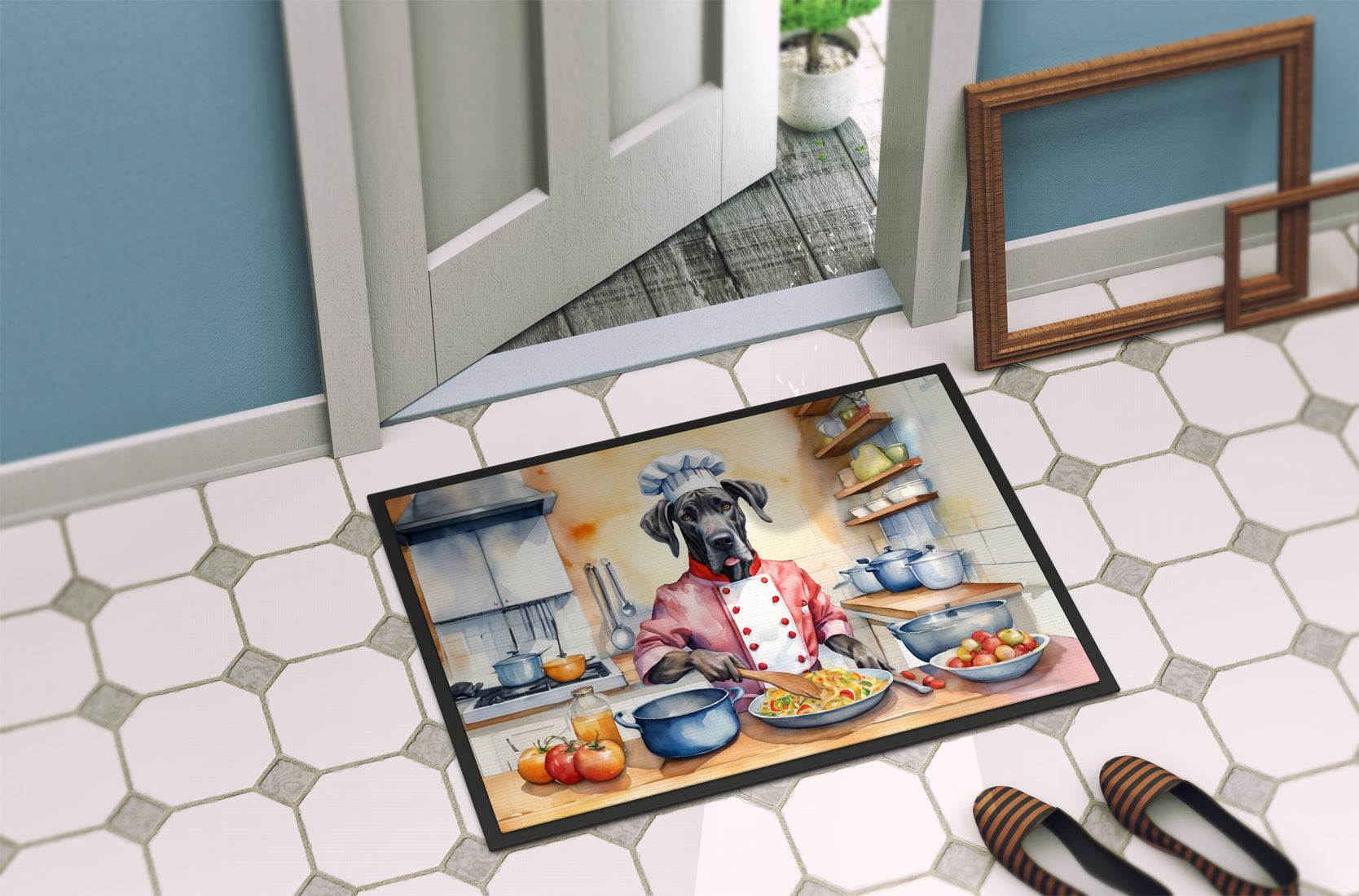 Great Dane The Chef Doormat Indoor Outdoor 18H X 27W Front Door Mat Rugs for Entryway, Non Slip Washable