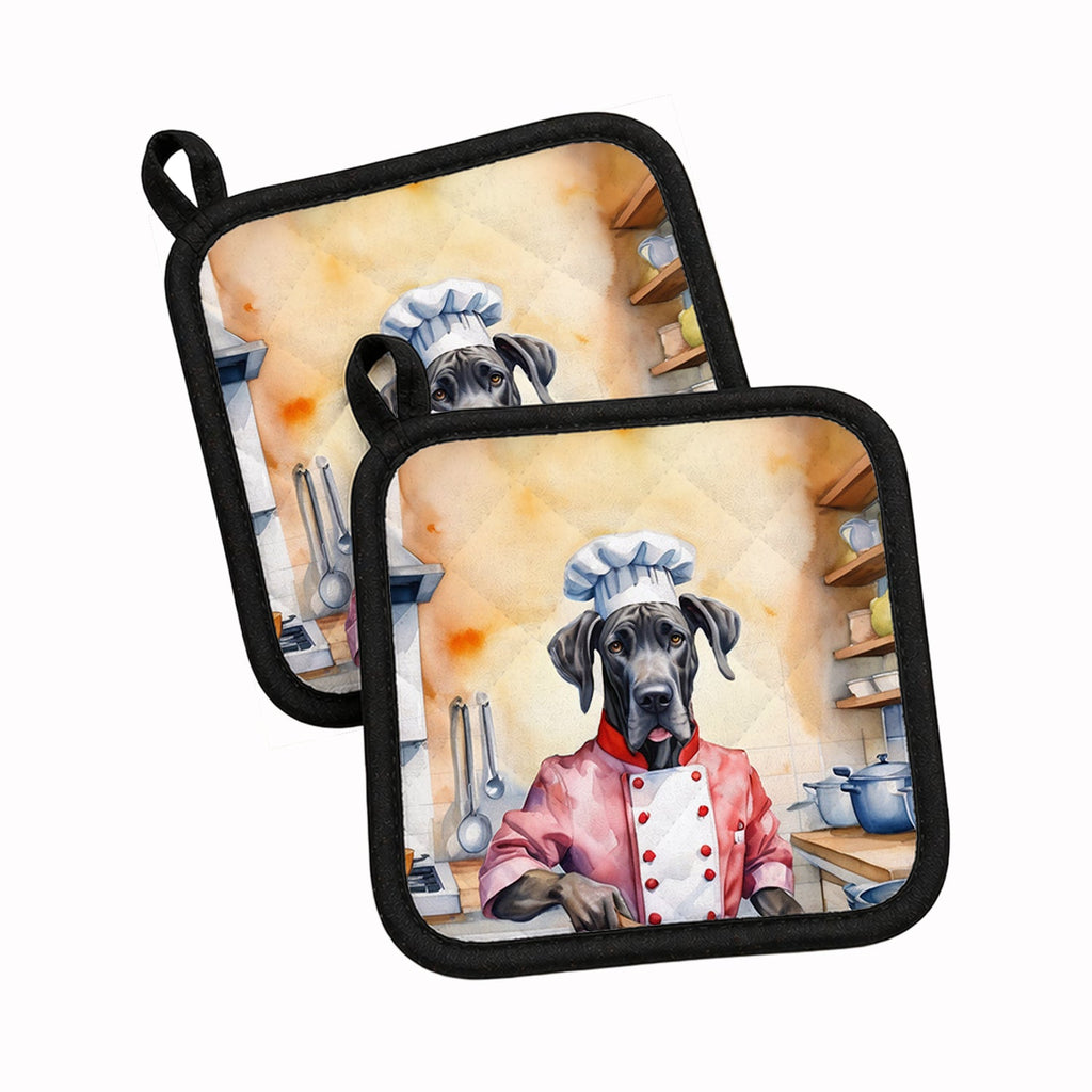 Great Dane The Chef Pot Holder Set of 2 Heat Resistant Quilted Hot Pads 7.5 x 7.5 Inch, Insulated Kitchen Trivets for Cooking & Baking