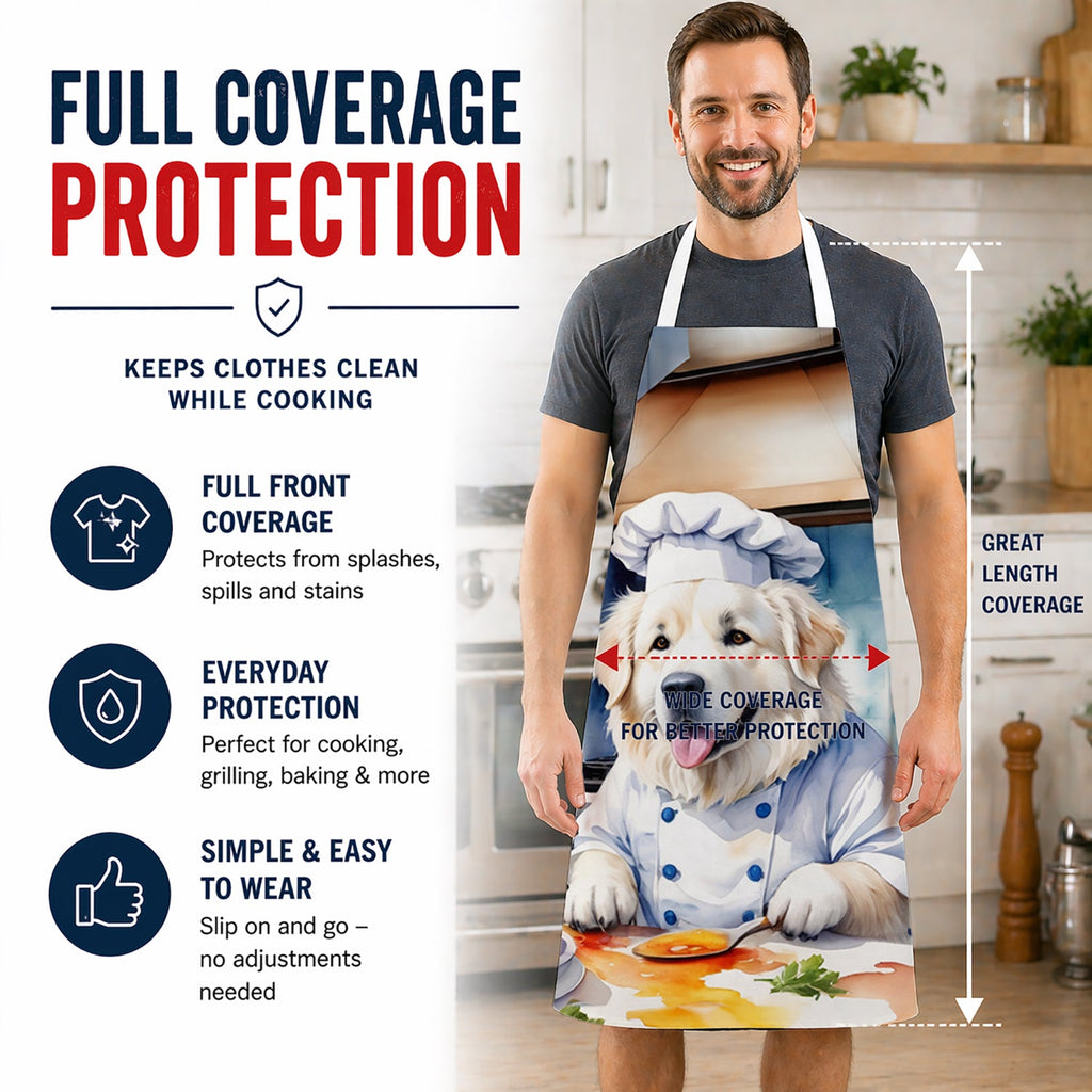 Great Pyrenees The Chef Apron Cooking Kitchen Server Baking Crafts Gardening for Adult Women Men, Unisex, Large, Multicolor