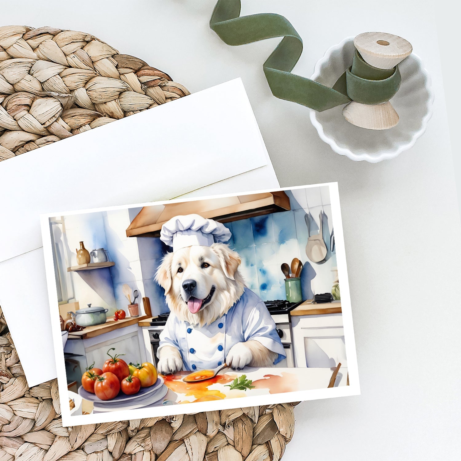 Great Pyrenees The Chef Greeting Cards Pack of 8 Blank Cards with Envelopes Whimsical A7 Size 5x7