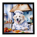 Great Pyrenees The Chef Framed Metal Print Bathroom, Kitchen, Office, Home Decor Wall Art Ready to Hang, Square, 8X8