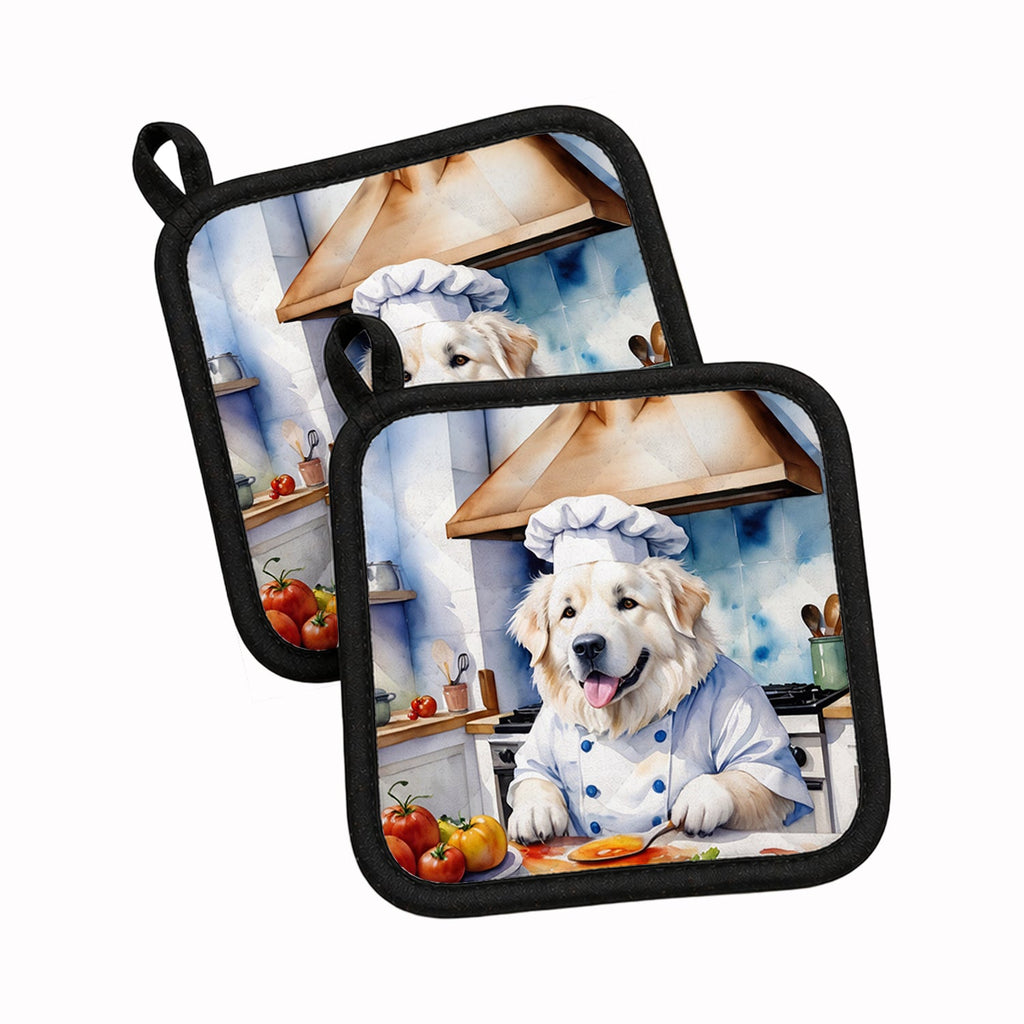 Great Pyrenees The Chef Pot Holder Set of 2 Heat Resistant Quilted Hot Pads 7.5 x 7.5 Inch, Insulated Kitchen Trivets for Cooking & Baking