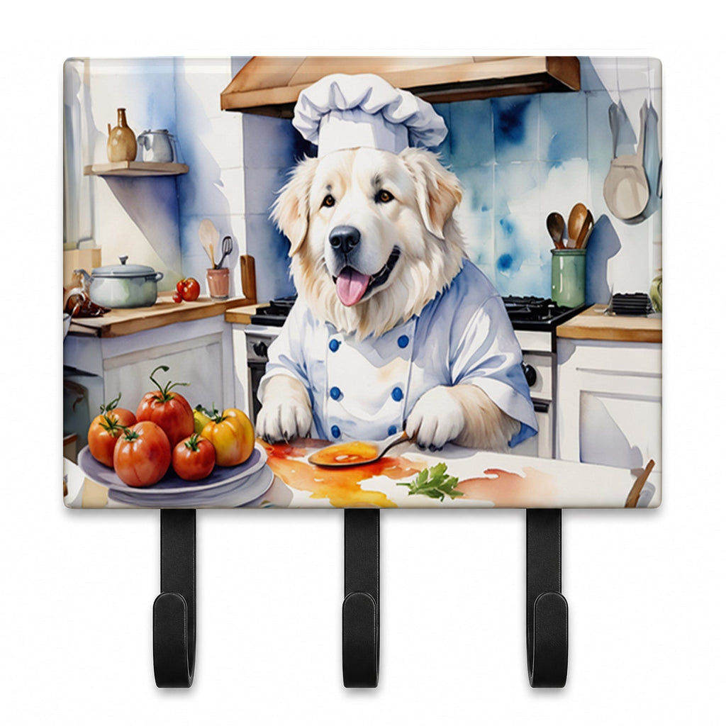Great Pyrenees The Chef Leash or Key Holder Wall Hooks, Coat Rack Wall Mount, for Hanging Keys, Towels, Aprons, Leashes