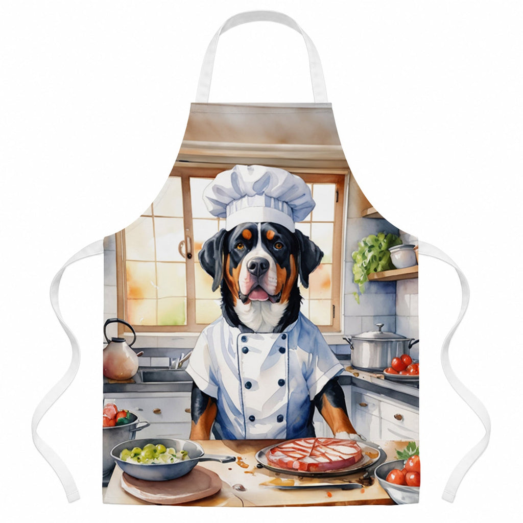 Greater Swiss Mountain Dog The Chef Apron Cooking Kitchen Server Baking Crafts Gardening for Adult Women Men, Unisex, Large, Multicolor