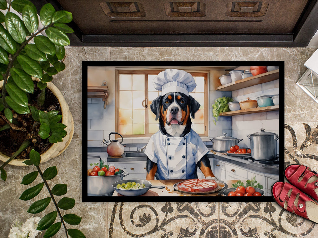 Greater Swiss Mountain Dog The Chef Doormat Indoor Outdoor 24H X 36W Front Door Mat Rugs for Entryway, Non Slip Washable Low Pile,