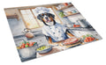 Greater Swiss Mountain Dog The Chef Cutting Board Tempered Glass Kitchen Cutting Surface, Heat Resistant Chopping, Non-Slip Feet, Food Prep & Serving