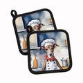 Greyhound The Chef Pot Holder Set of 2 Heat Resistant Quilted Hot Pads 7.5 x 7.5 Inch, Insulated Kitchen Trivets for Cooking & Baking