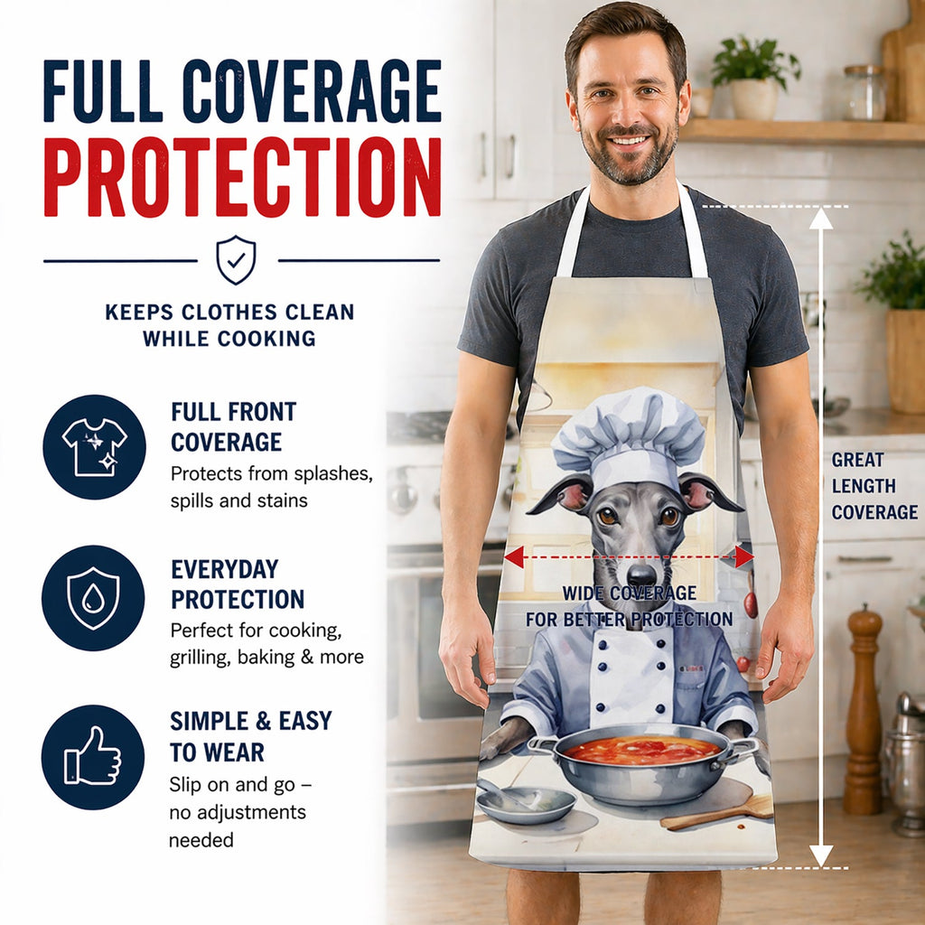Greyhound The Chef Apron Cooking Kitchen Server Baking Crafts Gardening for Adult Women Men, Unisex, Large, Multicolor