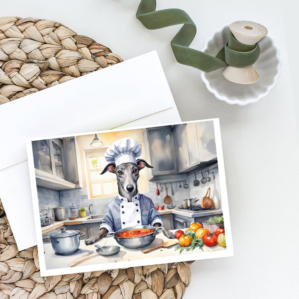 Greyhound The Chef Greeting Cards Pack of 8 Blank Cards with Envelopes Whimsical A7 Size 5x7