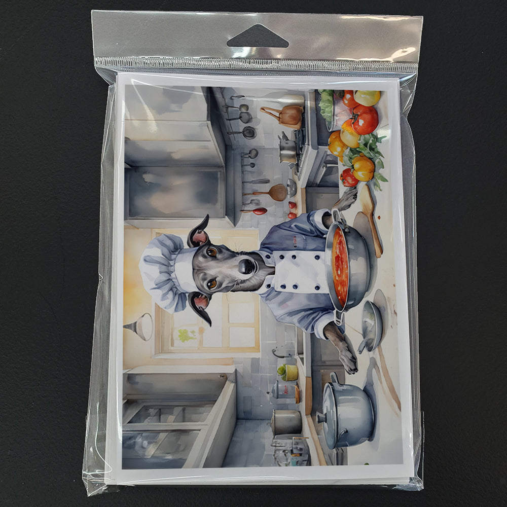 Greyhound The Chef Greeting Cards Pack of 8 Blank Cards with Envelopes Whimsical A7 Size 5x7