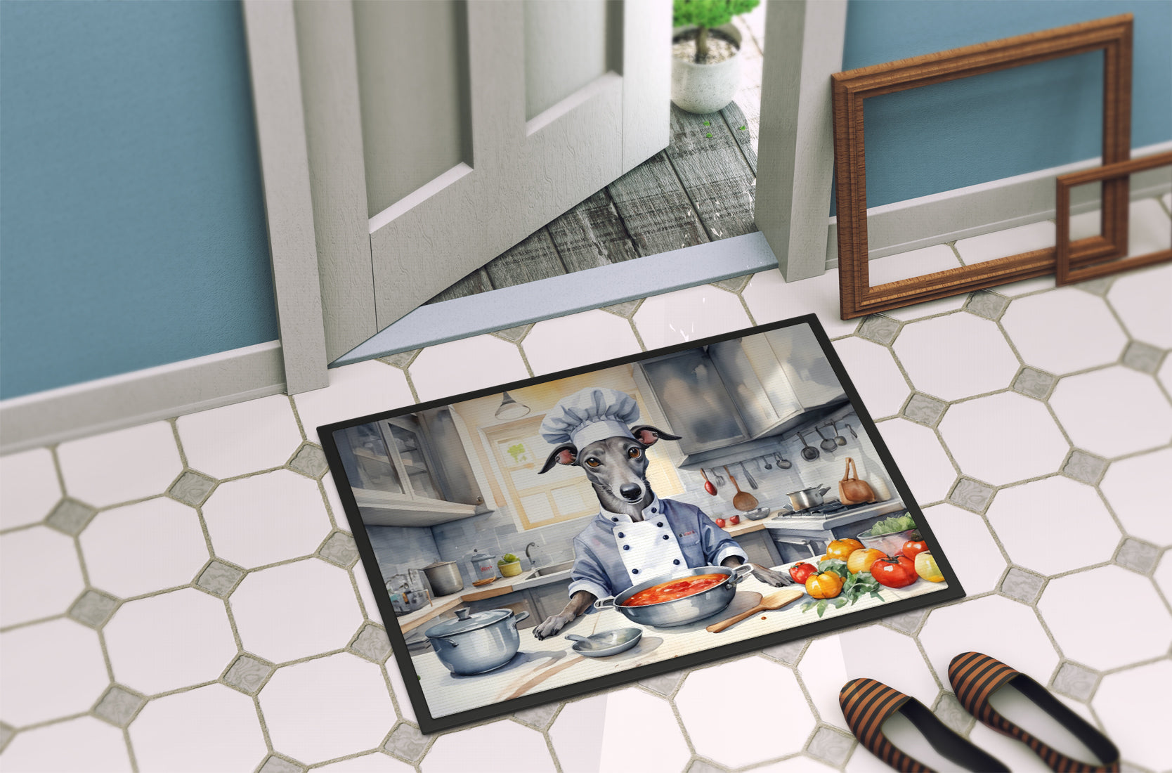 Greyhound The Chef Doormat Indoor Outdoor 18H X 27W Front Door Mat Rugs for Entryway, Non Slip Washable