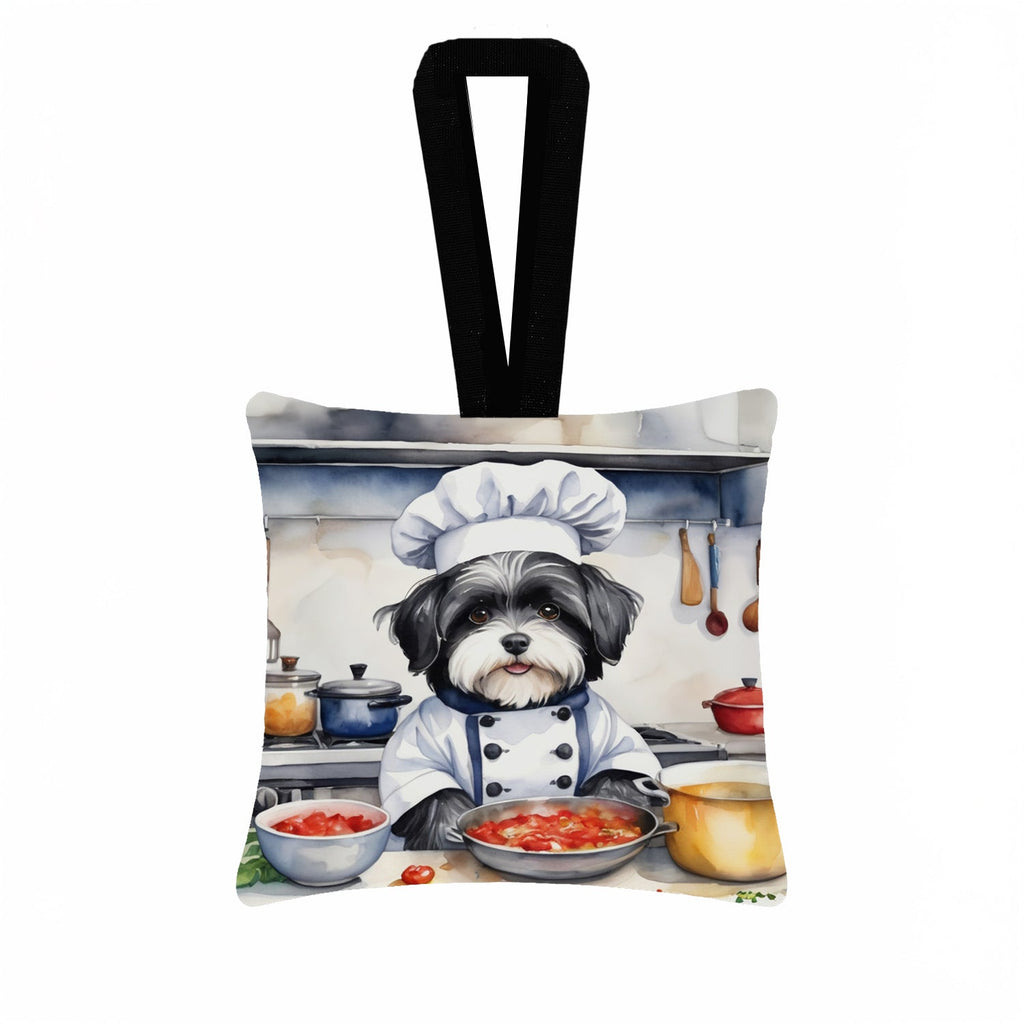 Havanese The Chef Hanging Square Fabric Ornament 3.5 × 3.5 Decorative Door-Knob & Tree Hanger, Soft Fabric