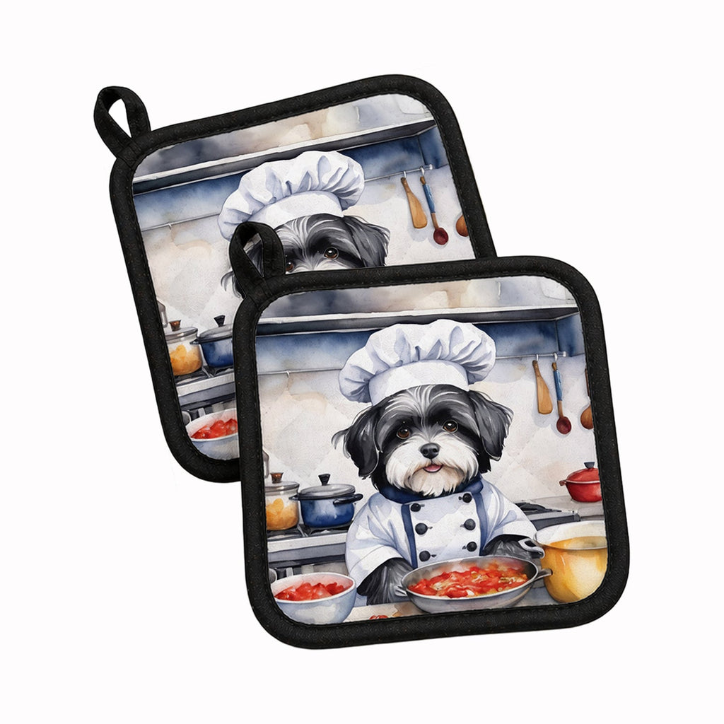 Havanese The Chef Pot Holder Set of 2 Heat Resistant Quilted Hot Pads 7.5 x 7.5 Inch, Insulated Kitchen Trivets for Cooking & Baking