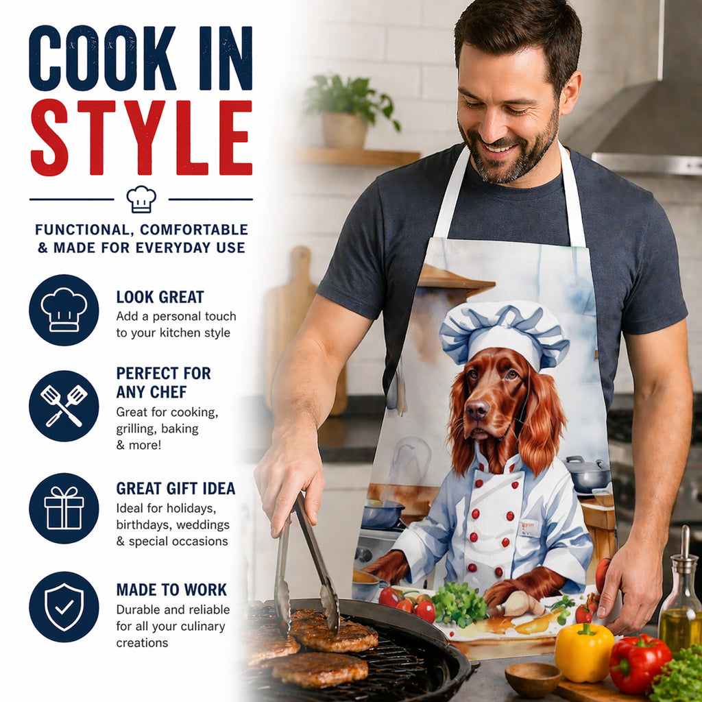 Irish Setter The Chef Apron Cooking Kitchen Server Baking Crafts Gardening for Adult Women Men, Unisex, Large, Multicolor