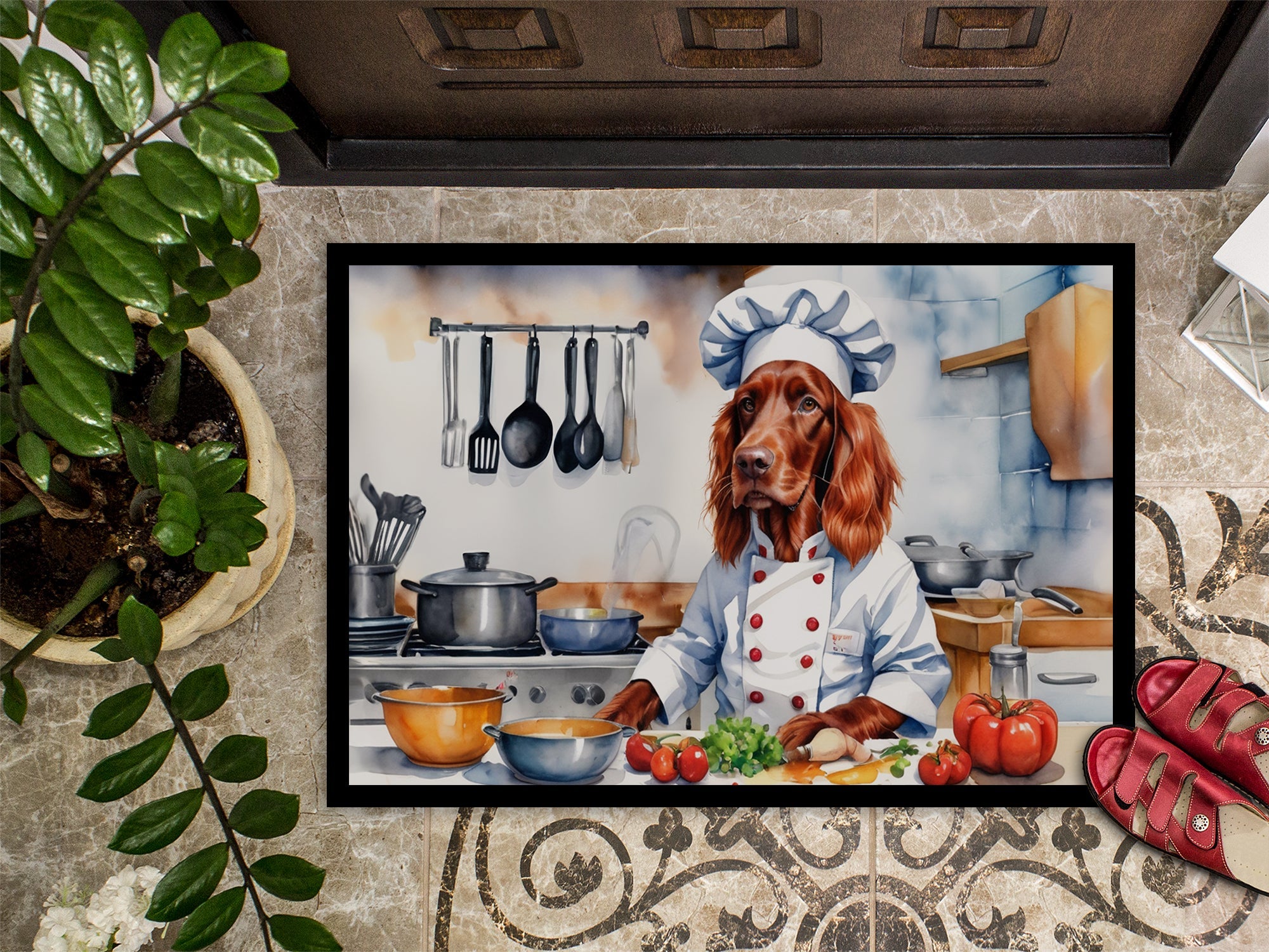 Irish Setter The Chef Doormat Indoor Outdoor 24H X 36W Front Door Mat Rugs for Entryway, Non Slip Washable Low Pile,