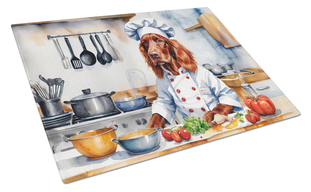 Irish Setter The Chef Cutting Board Tempered Glass Kitchen Cutting Surface, Heat Resistant Chopping, Non-Slip Feet, Food Prep & Serving
