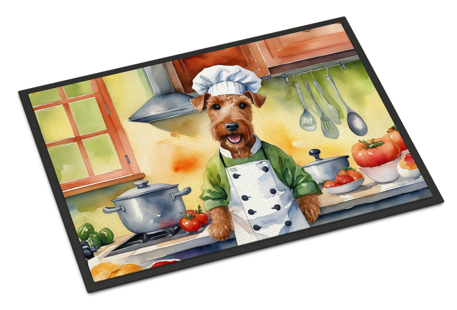 Irish Terrier The Chef Doormat Indoor Outdoor 24H X 36W Front Door Mat Rugs for Entryway, Non Slip Washable Low Pile,