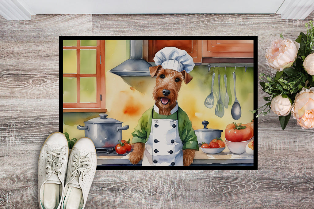 Irish Terrier The Chef Doormat Indoor Outdoor 18H X 27W Front Door Mat Rugs for Entryway, Non Slip Washable