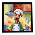 Irish Terrier The Chef Framed Metal Print Bathroom, Kitchen, Office, Home Decor Wall Art Ready to Hang, Square, 8X8