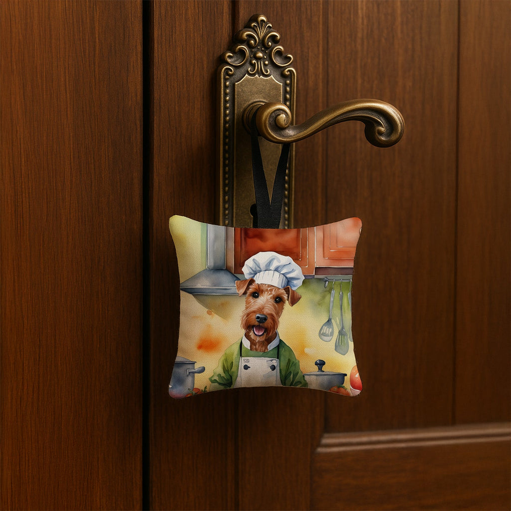 Irish Terrier The Chef Hanging Square Fabric Ornament 3.5 × 3.5 Decorative Door-Knob & Tree Hanger, Soft Fabric