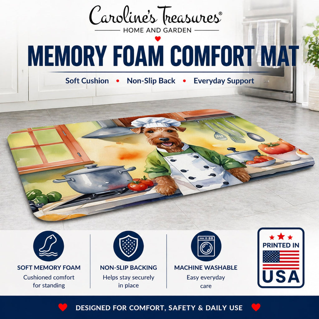 Irish Terrier The Chef Memory Foam Kitchen Mat Machine Washable Anti-Fatigue Cushion Comfort Bath or Kitchen Rug