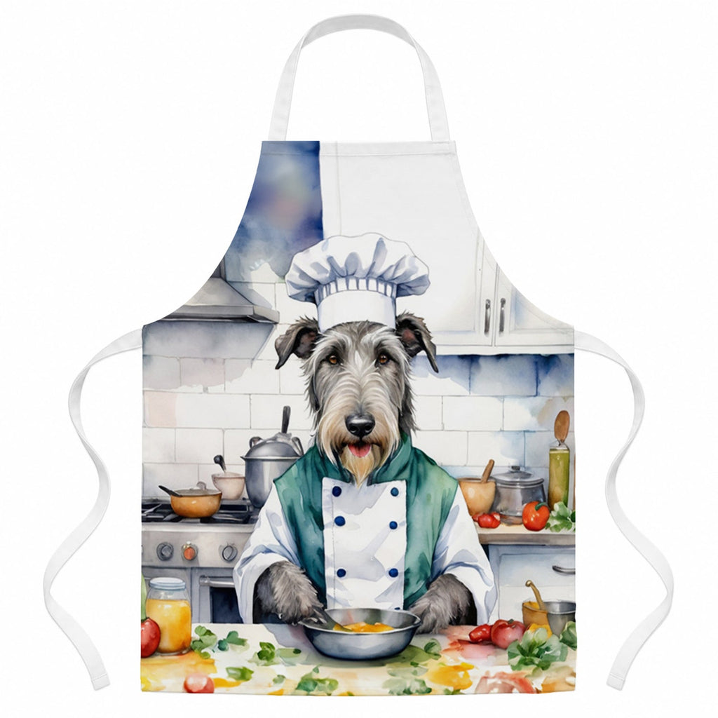Irish Wolfhound The Chef Apron Cooking Kitchen Server Baking Crafts Gardening for Adult Women Men, Unisex, Large, Multicolor