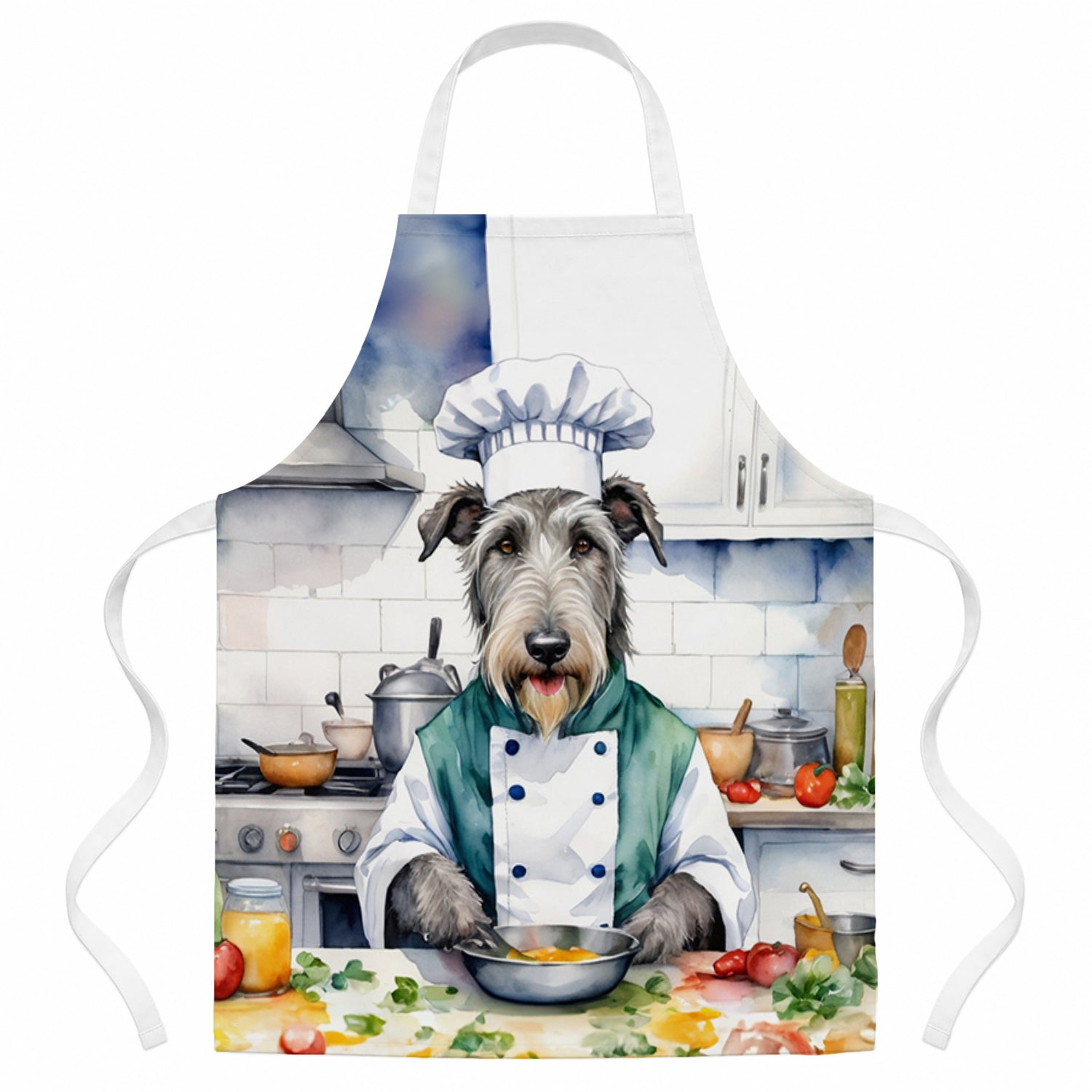 Irish Wolfhound The Chef Apron Cooking Kitchen Server Baking Crafts Gardening for Adult Women Men, Unisex, Large, Multicolor
