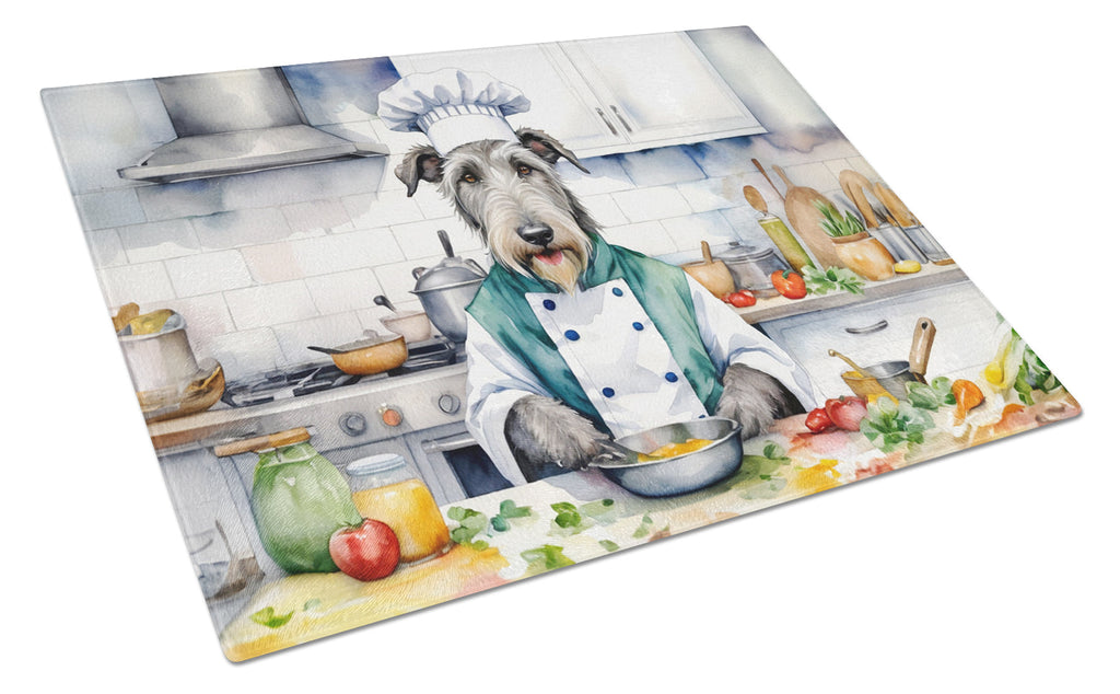 Irish Wolfhound The Chef Cutting Board Tempered Glass Kitchen Cutting Surface, Heat Resistant Chopping, Non-Slip Feet, Food Prep & Serving