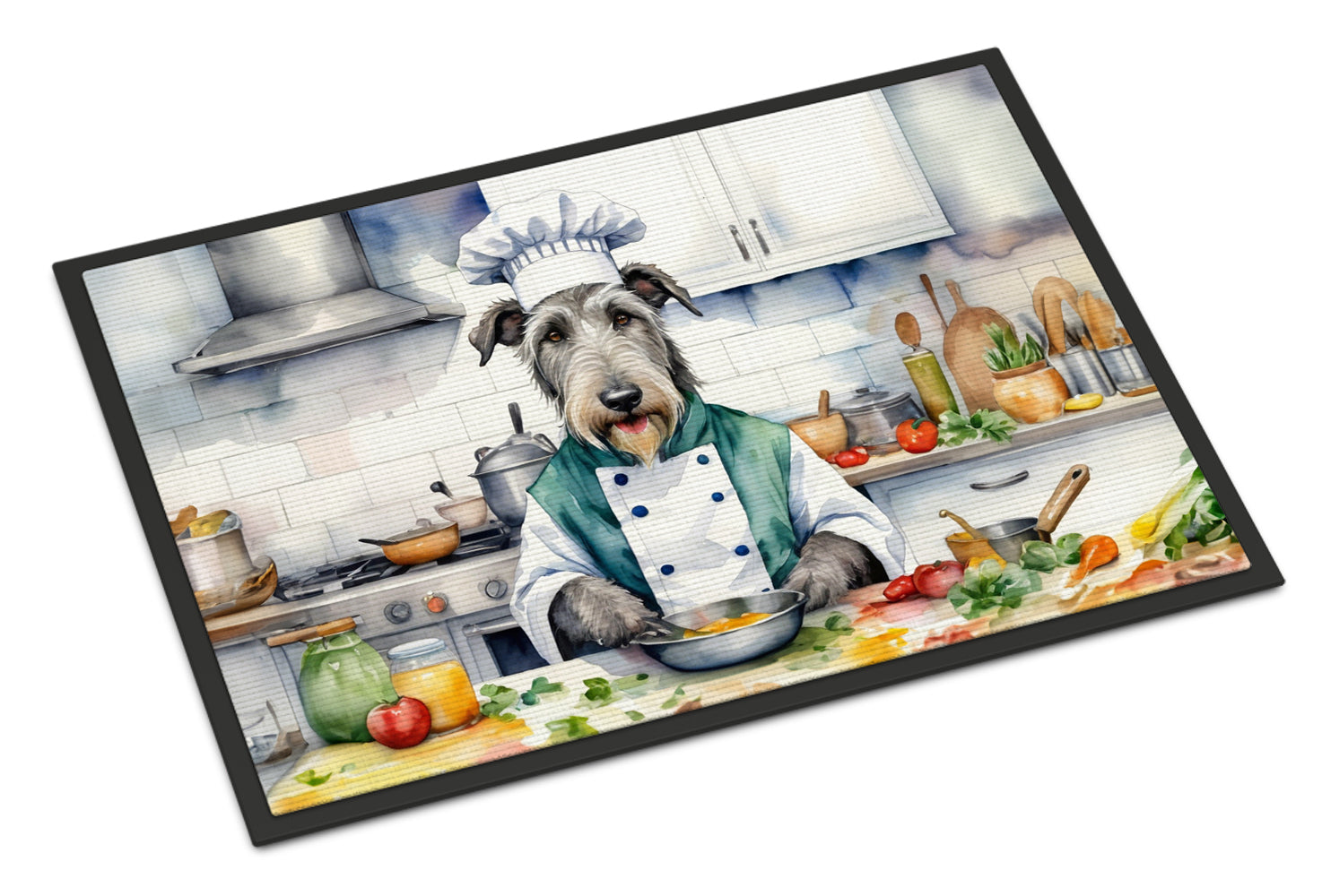 Irish Wolfhound The Chef Doormat Indoor Outdoor 18H X 27W Front Door Mat Rugs for Entryway, Non Slip Washable