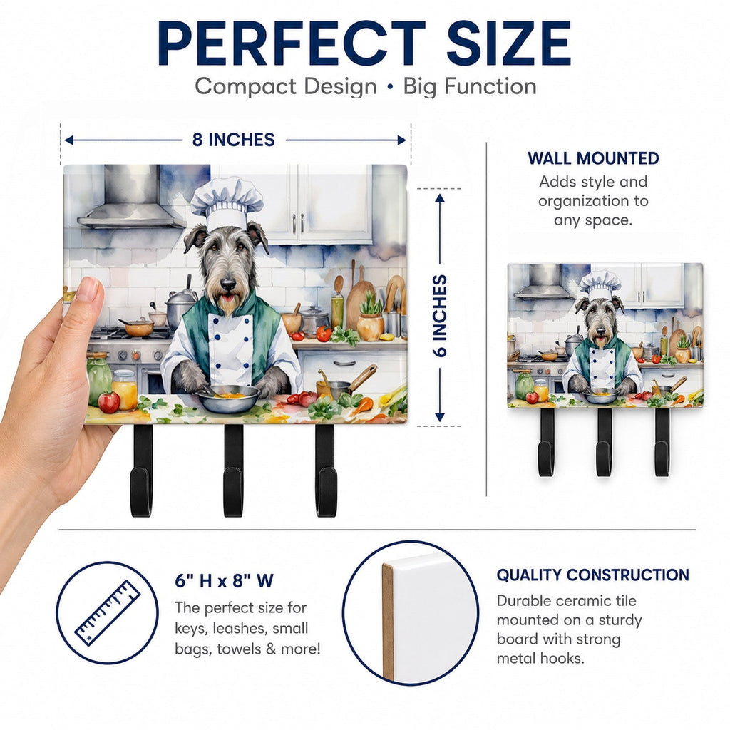 Irish Wolfhound The Chef Leash or Key Holder Wall Hooks, Coat Rack Wall Mount, for Hanging Keys, Towels, Aprons, Leashes