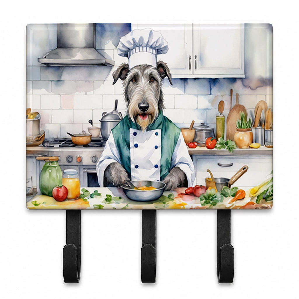 Irish Wolfhound The Chef Leash or Key Holder Wall Hooks, Coat Rack Wall Mount, for Hanging Keys, Towels, Aprons, Leashes