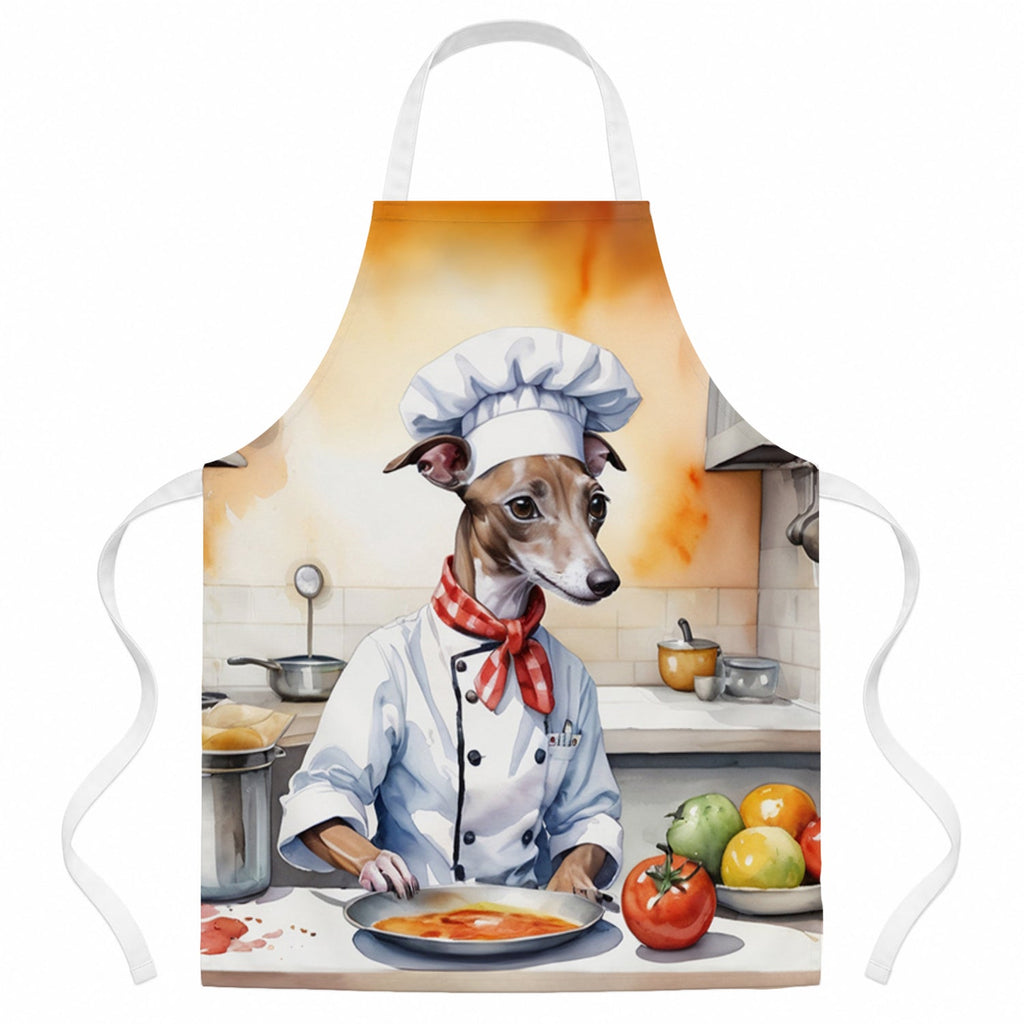 Italian Greyhound The Chef Apron Cooking Kitchen Server Baking Crafts Gardening for Adult Women Men, Unisex, Large, Multicolor