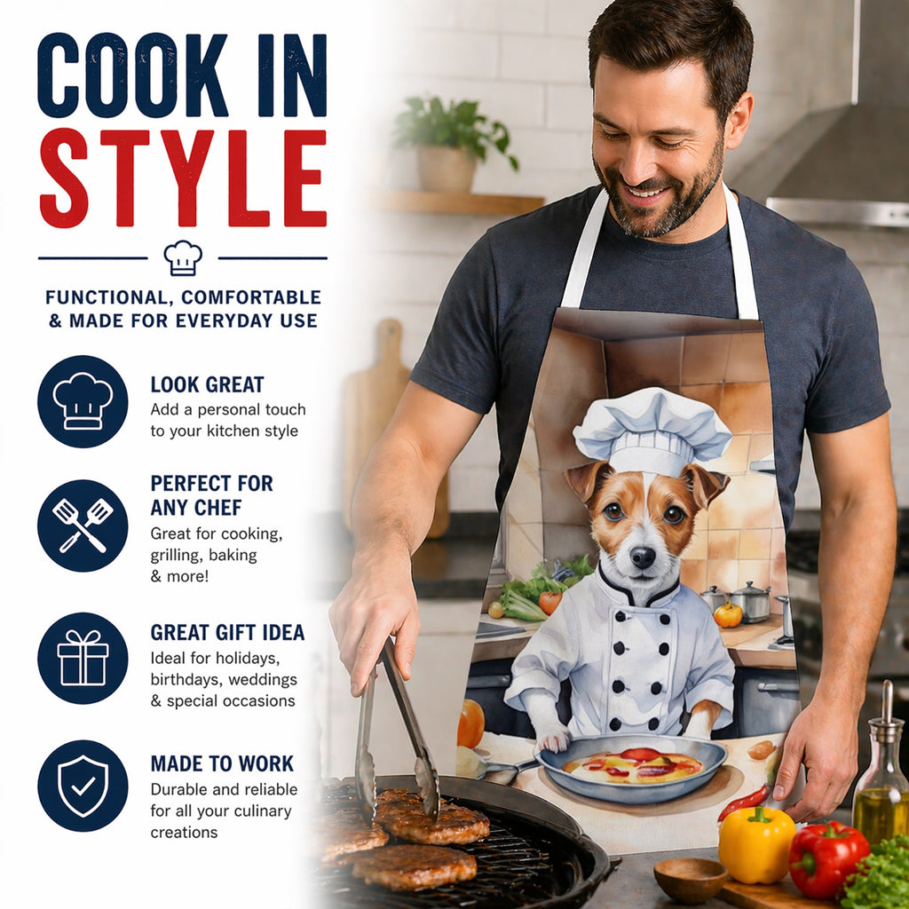 Jack Russell Terrier The Chef Apron Cooking Kitchen Server Baking Crafts Gardening for Adult Women Men, Unisex, Large, Multicolor